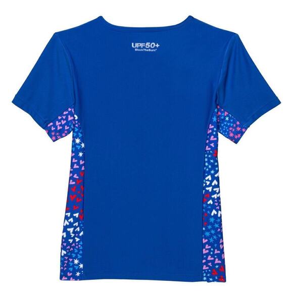 NWT Speedo Big Girls Short Sleeve Printed Rash Guard UPF 50+ T-Shirt Swim Top - Picture 2 of 3